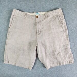 Tommy Bahama Linen Shorts Mens Size 33x9 Beige Casual Pockets